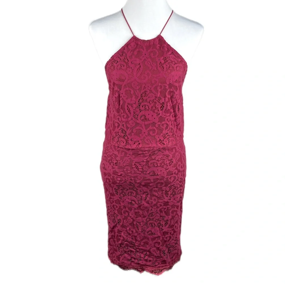 Tobi Lace Backless Dress, Burgundy, Large
